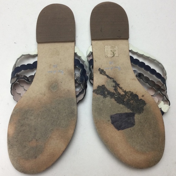 Boden Rickrack Overlapping Navy & White Thong Sandals Size 7 - Picture 5 of 12